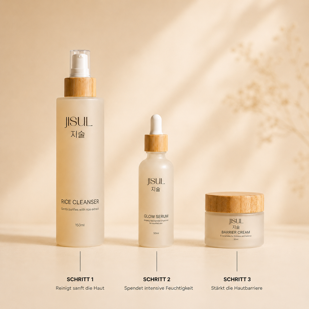 JISUL 3-Schritte-Routine – koreanisches Hautpflege-Set (Cleanser, Serum, Cream)